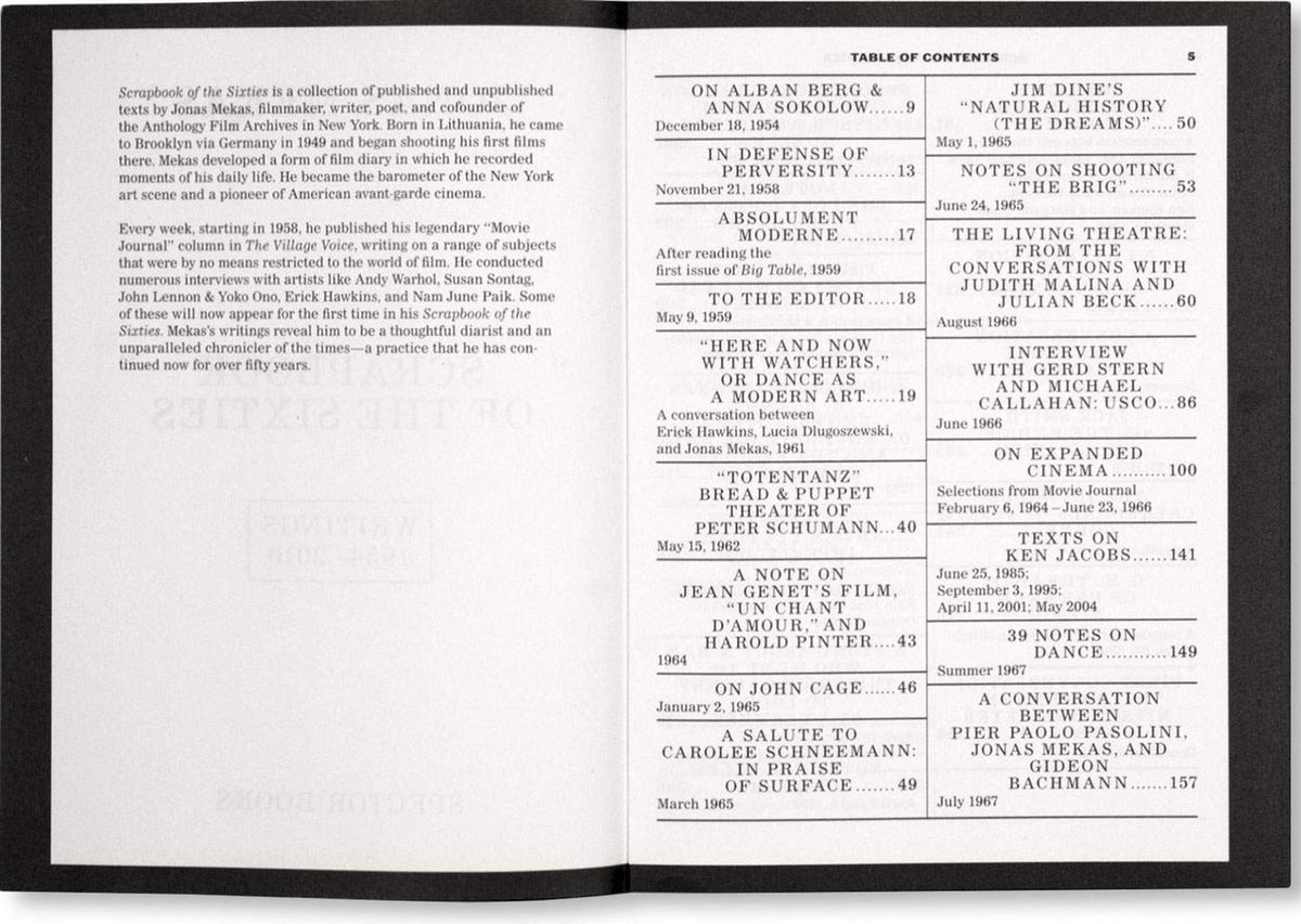 Jonas Mekas — Scrapbook of the Sixties: Writings 1954–2010, inside pages 2