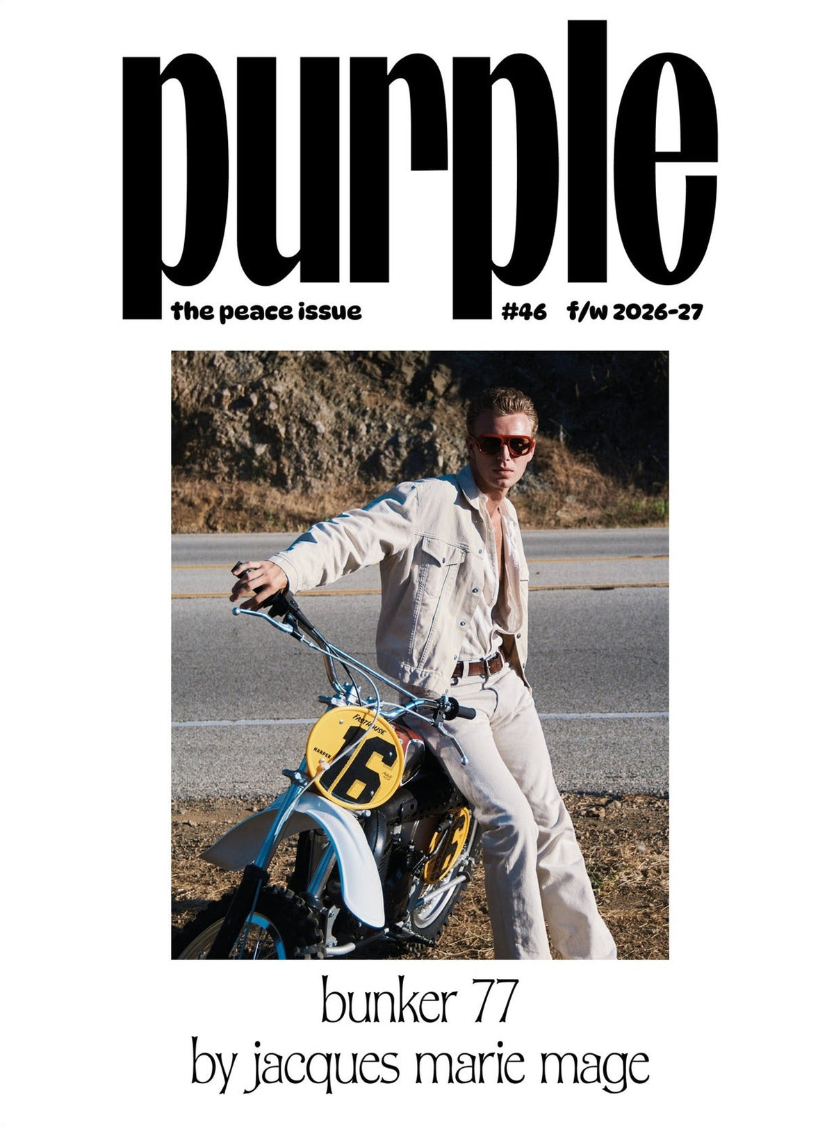 Purple — Issue 46: The Peace Issue, Jacques Marie Mage cover