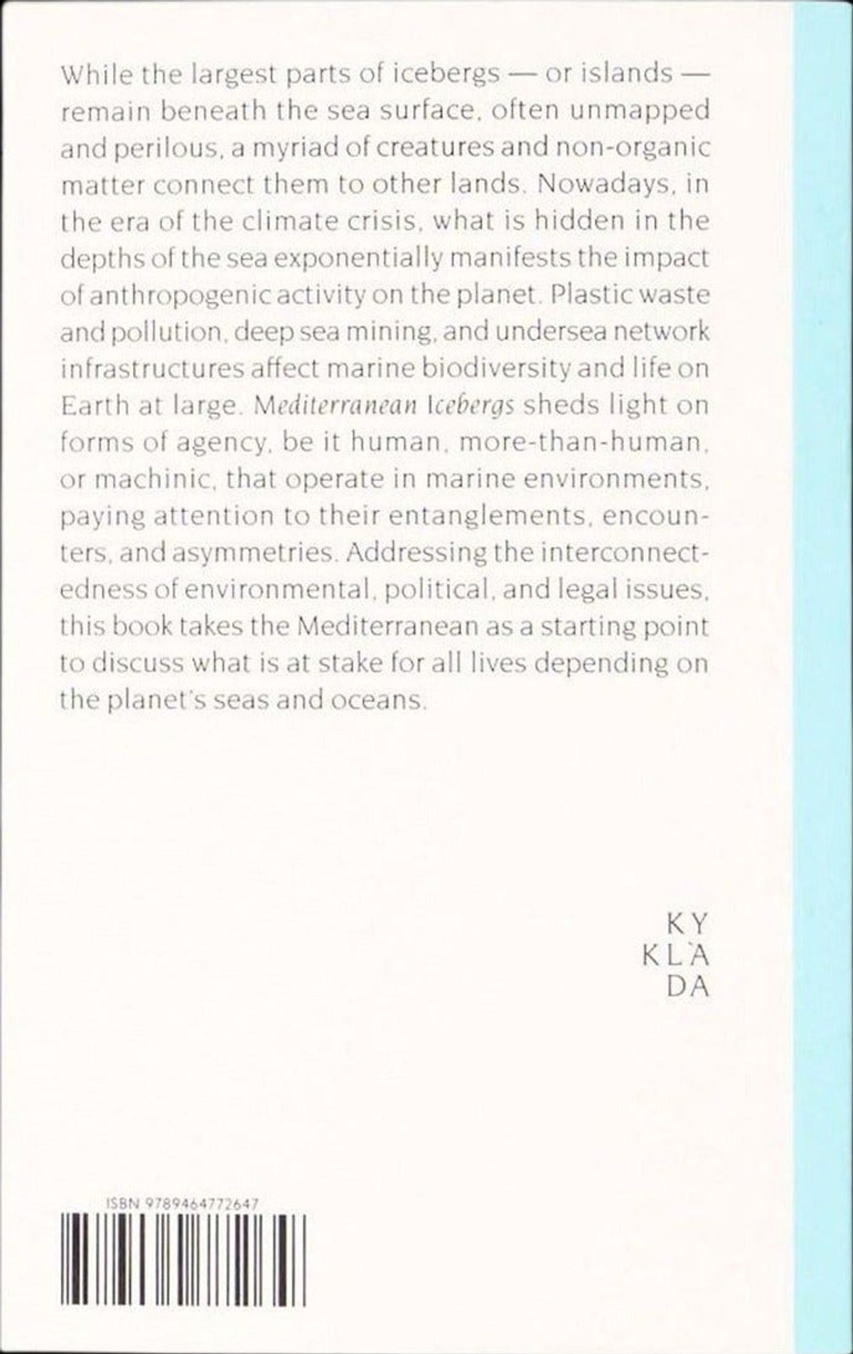 Mediterranean Icebergs: Invisible Connections Underwater, back cover