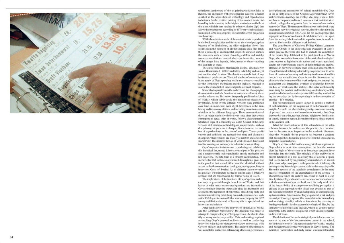 Jef Geys — Catalogue Raisonnable, inside pages 3