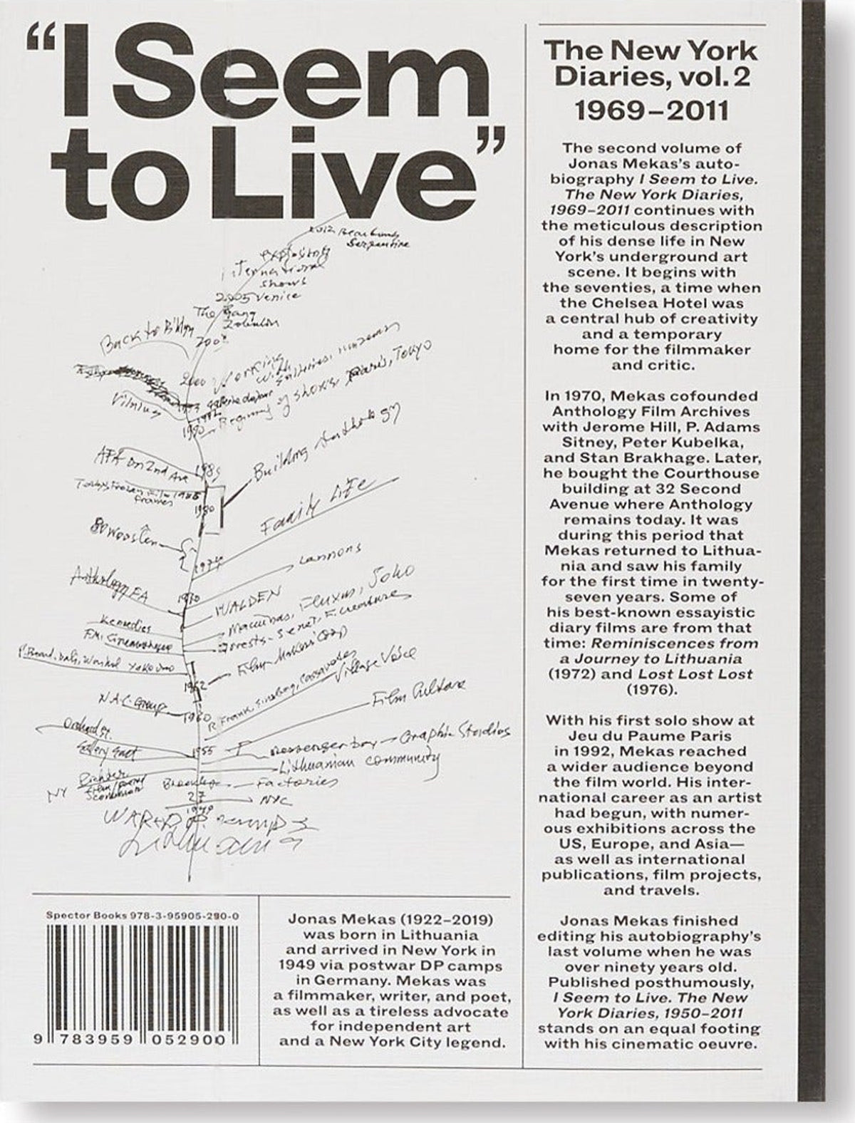 Jonas Mekas — I Seem to Live: The New York Diaries 1969–2011, Volume 2, back cover