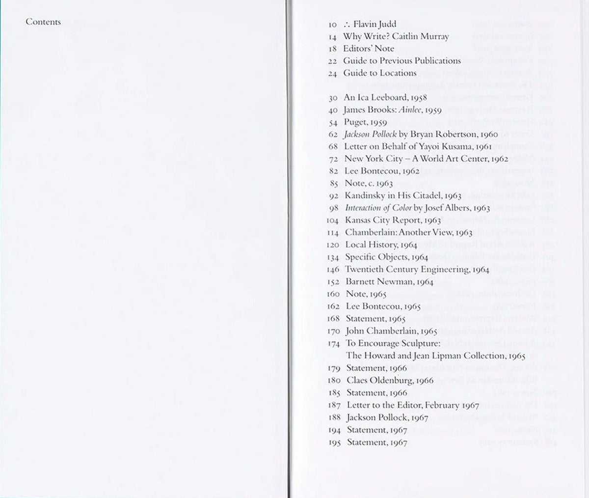 Donald Judd Writings, inside pages 2