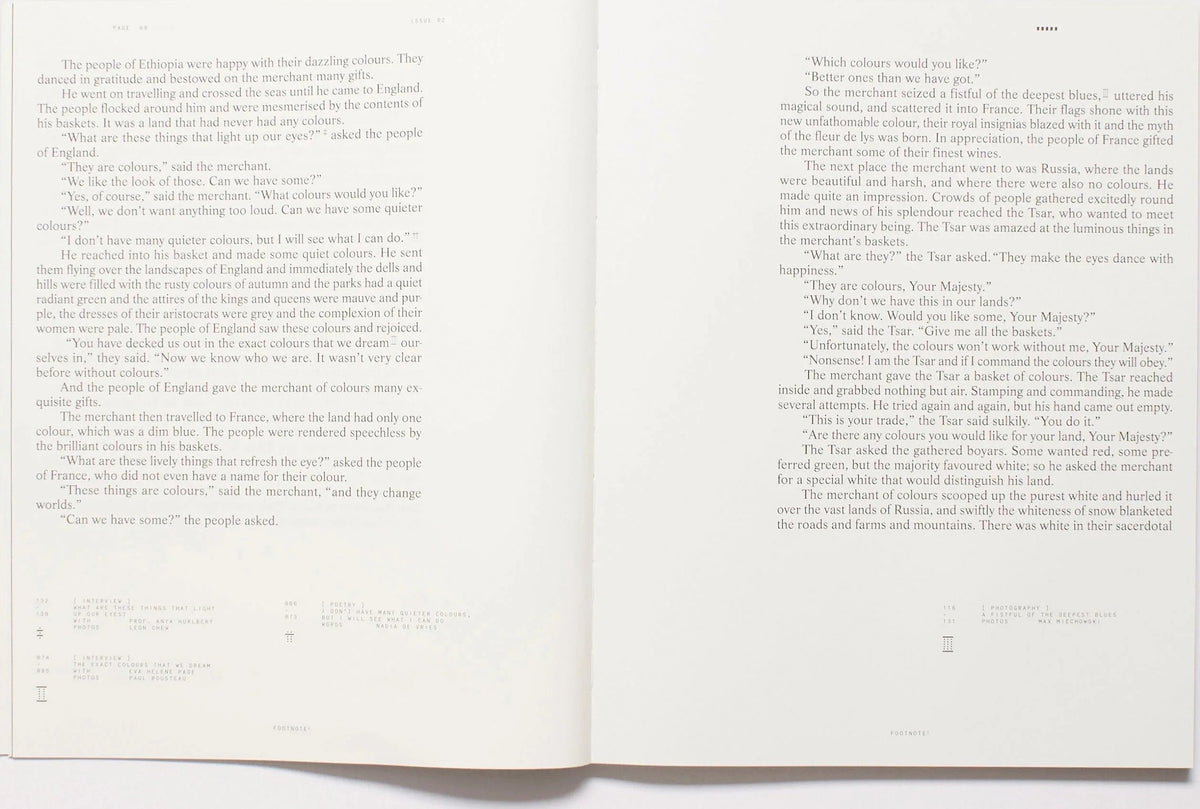 Footnote — Issue 2: The Merchant of Colours, inside pages 1