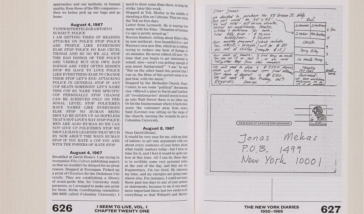 Jonas Mekas, I Seem to Live: The New York Diaries (1950 to 1969), Volume 1, inside pages 11