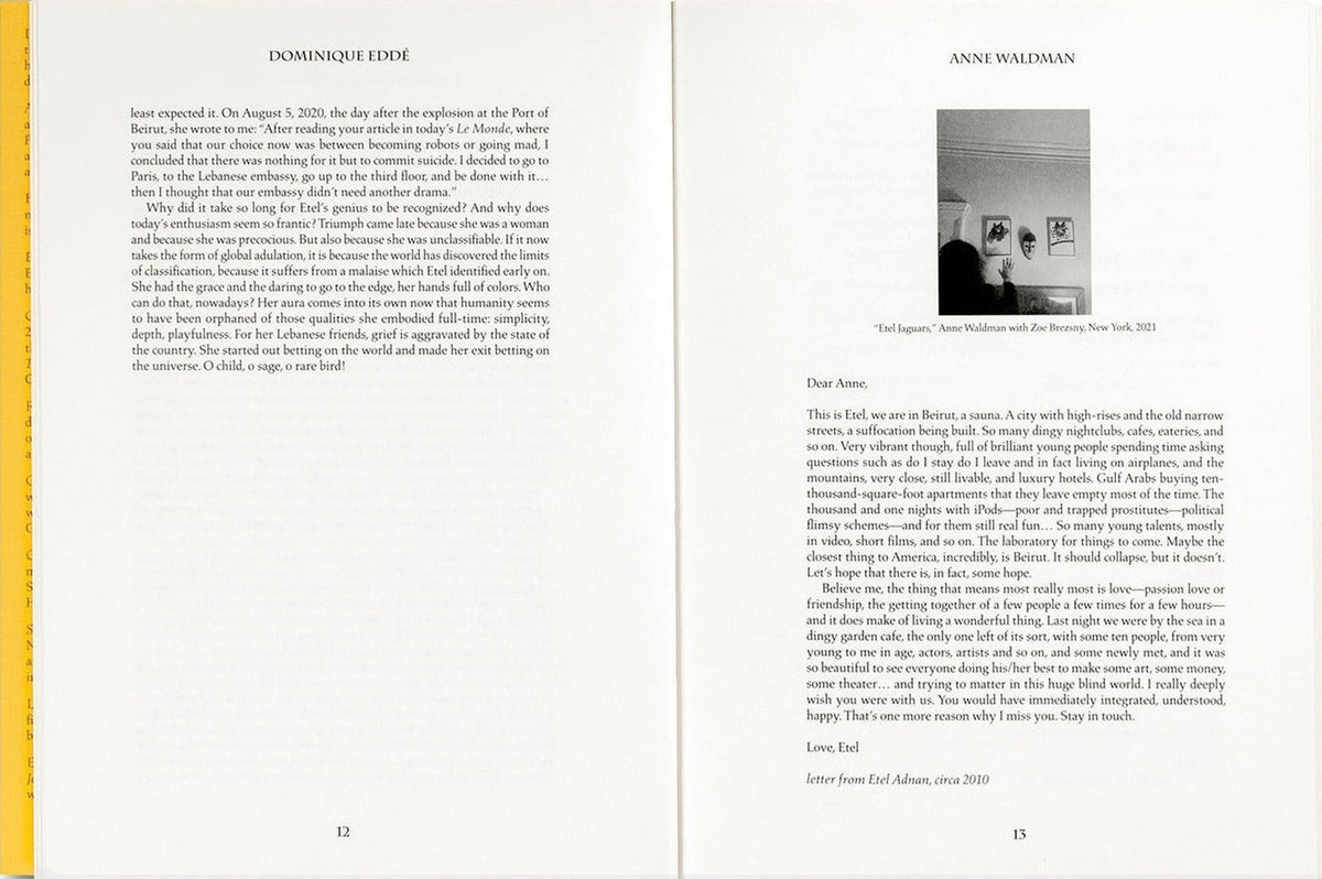 My Center is Not in the Solar System: Tributes to Etel Adnan, inside pages 4