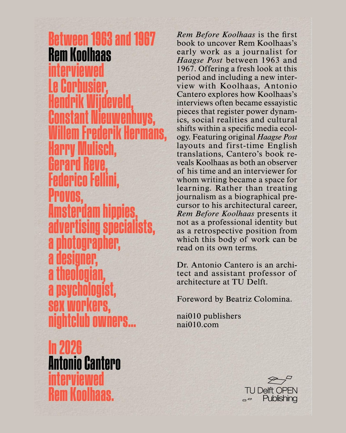 Rem Before Koolhaas: Journalism by an Architect, back cover