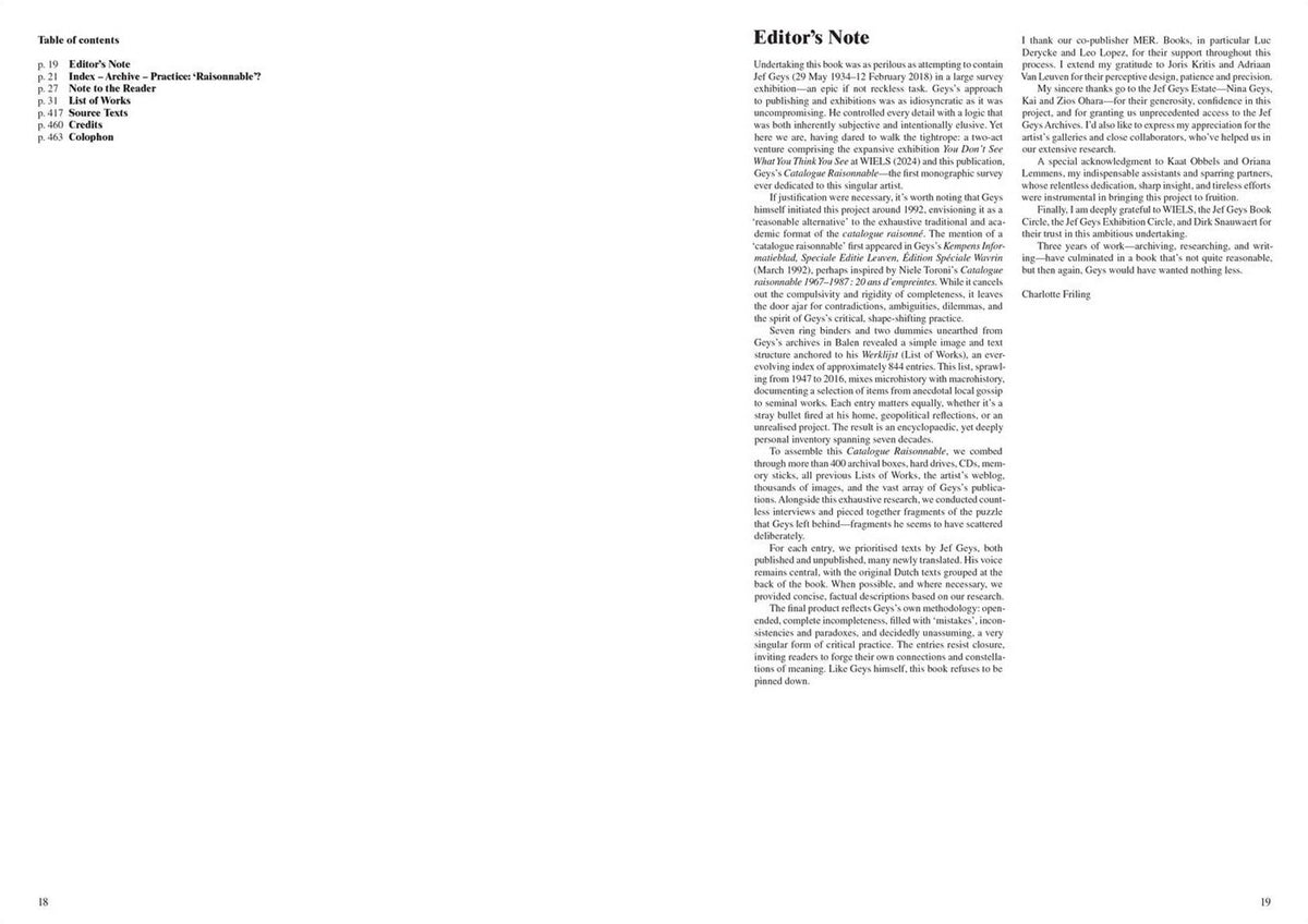 Jef Geys — Catalogue Raisonnable, inside pages 1