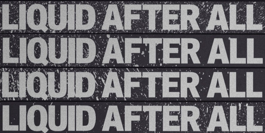 Simone Books Acid Magazine Issue 8 Water cover featuring the repeating distressed text LIQUID AFTER ALL in white