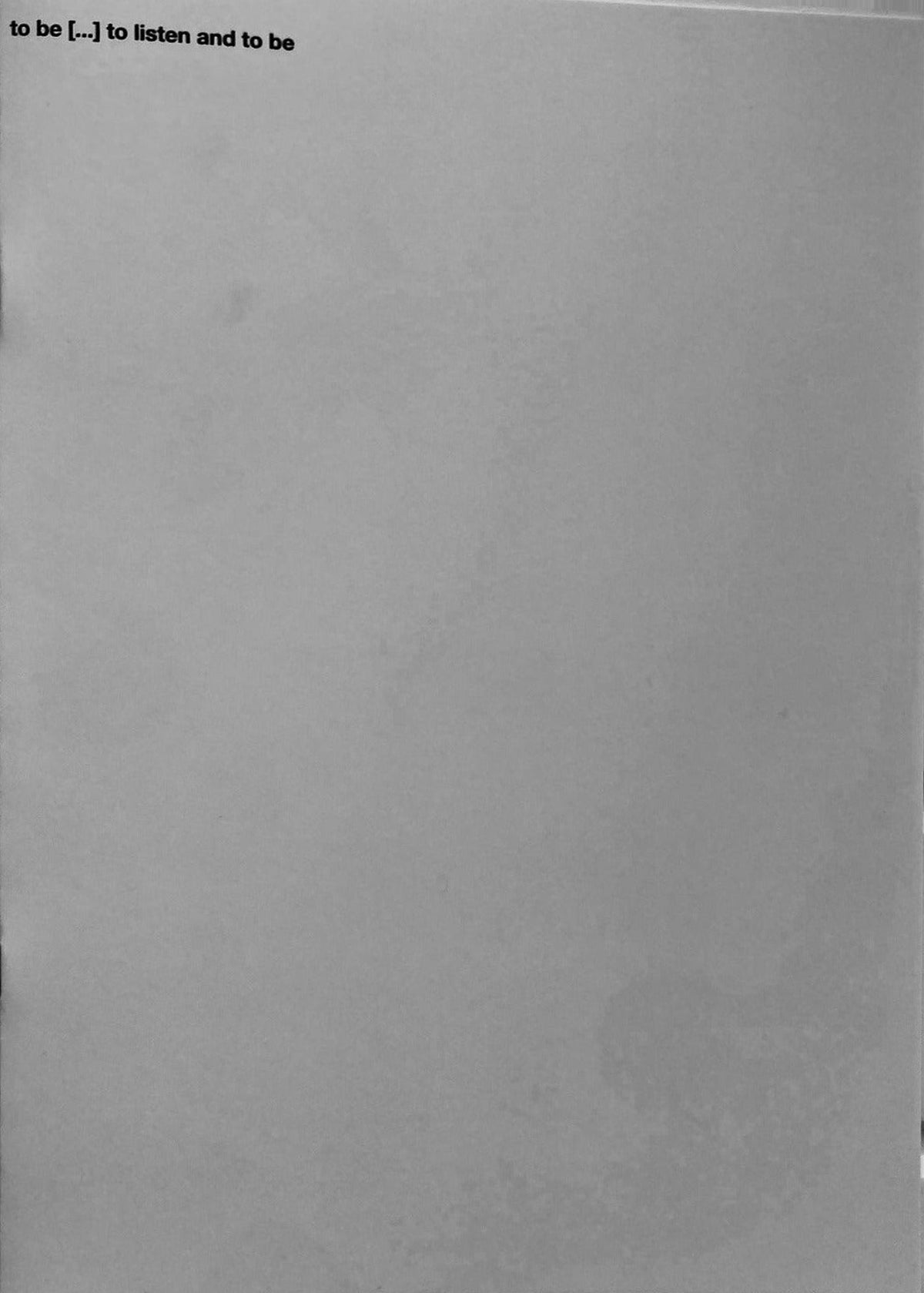 Bureau for Listening, to be […] to listen and to be, cover