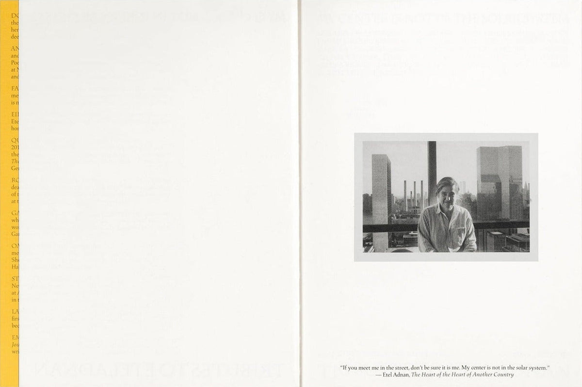 My Center is Not in the Solar System: Tributes to Etel Adnan, inside pages 2