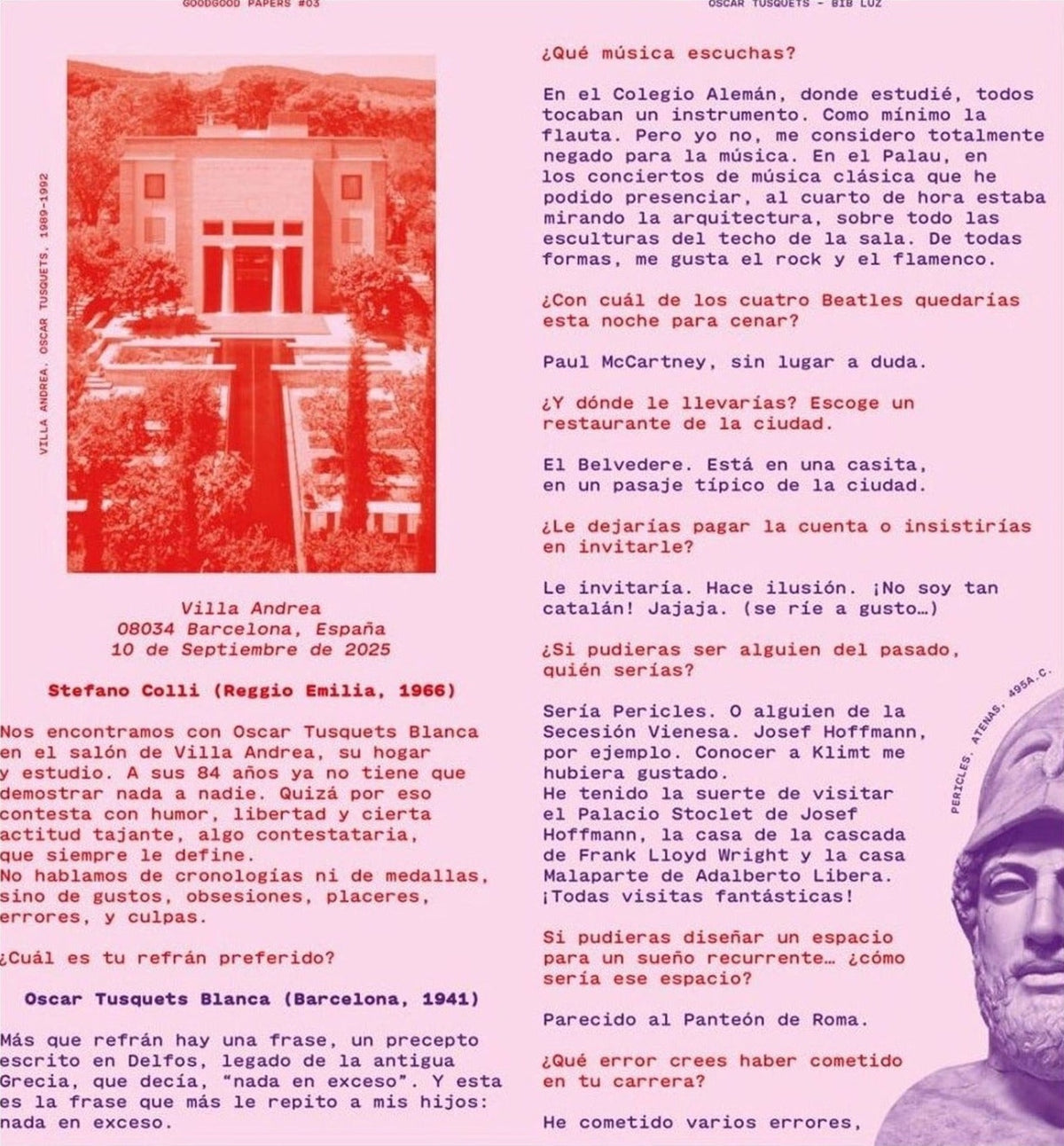 GoodGoodsPaper, Issue 3, Oscar Tusquets, inside pages 2